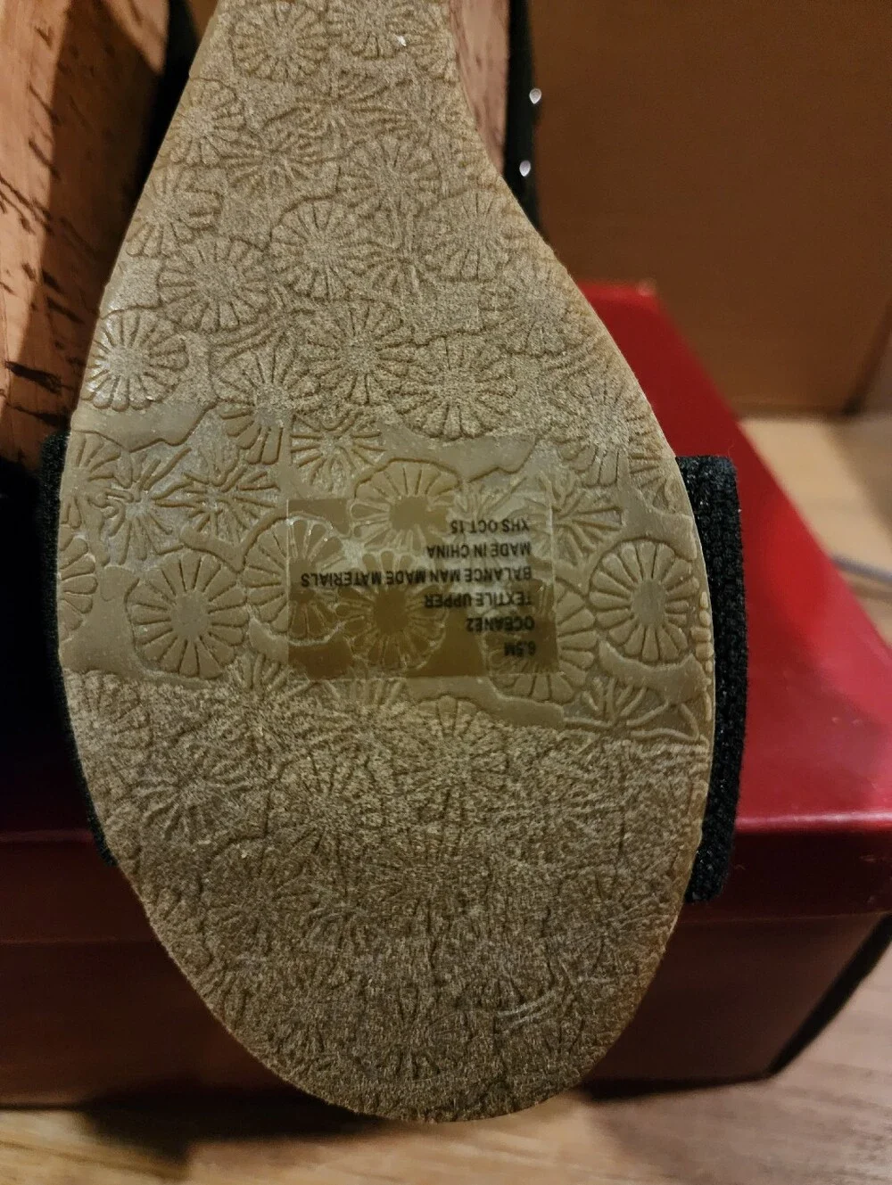 Esprit Black Cork Wedge Cross-Strap Sandals Size 6.5